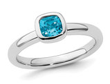 3/5 Carat (ctw) Cushion-Cut Blue Topaz Ring in Sterling Silver